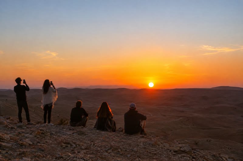 Watching the sun go down over the Agafay hills